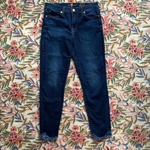 7 for all mankind the ankle skinny frayed hem